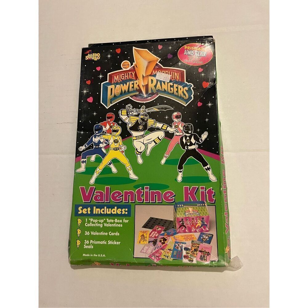VTG New Mello Smello Power Rangers Valentine Kit 1994 Prismatic Bonus Sticker Fe